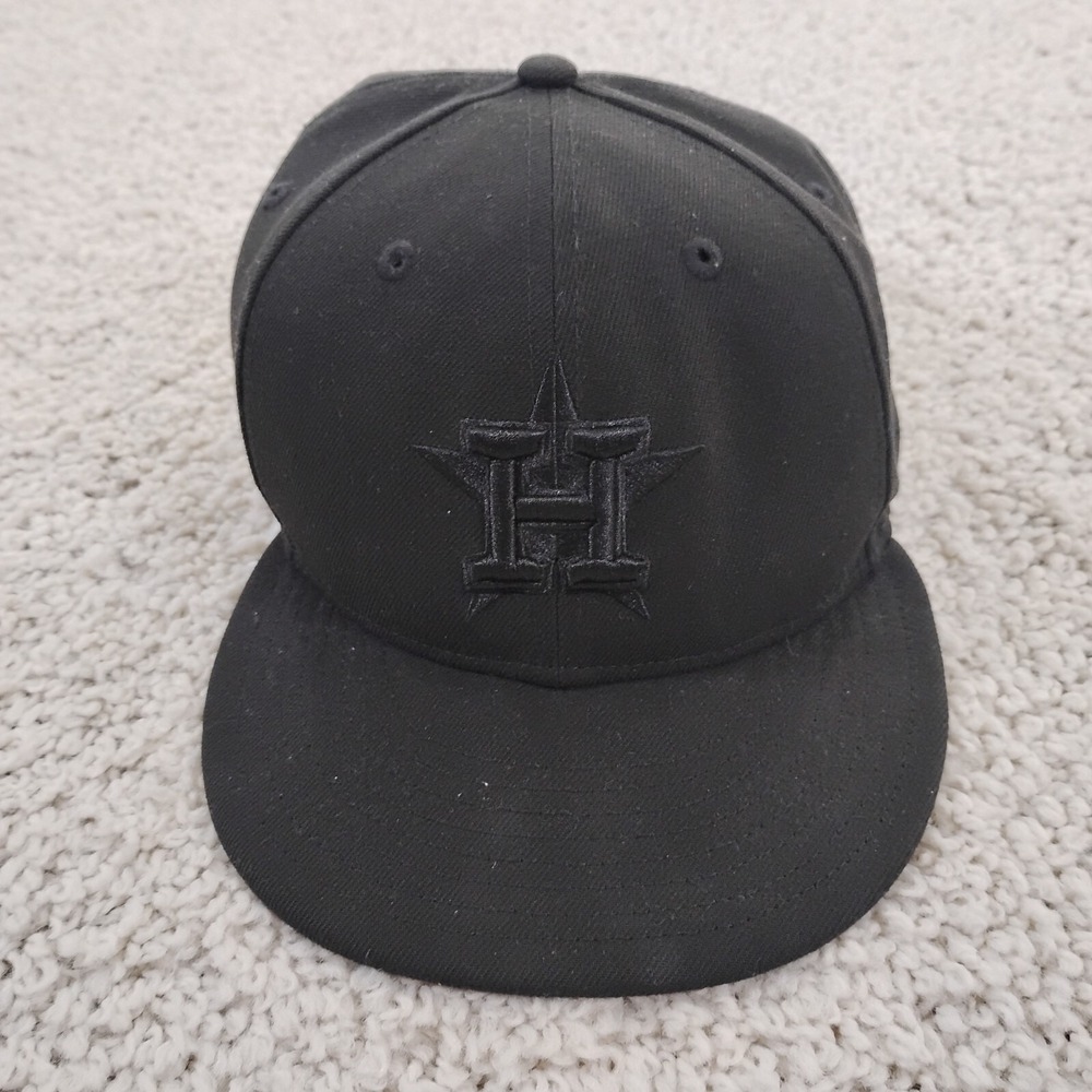 Houston Astros Hat Cap Mens 7 3/4 Black New Era Baseball MLB 59Fifty Logo A*